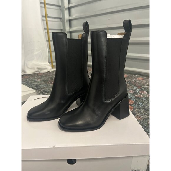 & OTHER STORIES Heeled Square Toe Chelsea Boots Black Womens Size US 5 - Picture 3 of 9